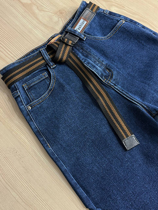 Джинсы женские Derun 8198-8170 палаццо прямые с ремнем синие, синий, 27, 27, 73 см, 99 см Киев - изображение 5
