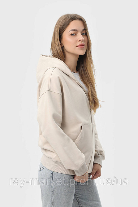 Худі на блискавці жіночече базове RAY PREMIUM LOOSE бежеве (U0409W-Cream) Київ - фото 4