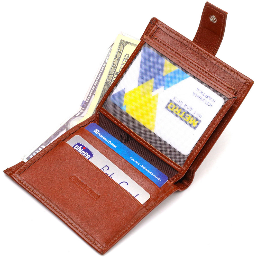 Відмінний чоловічий гаманець з натуральної гладкої шкіри CANPELLINI 21743 Коричневий Київ - фото 6