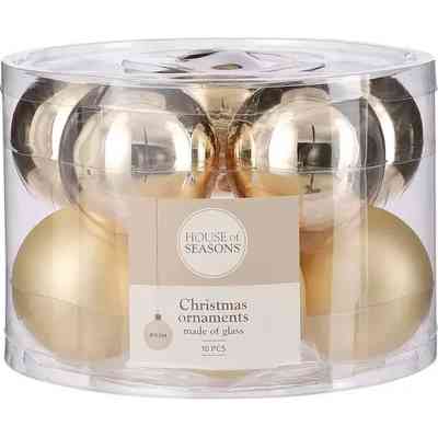 Ялинкова іграшка House Of Seasons Скляні кульки 10 шт D6 см Шампань (8718861800289) Вінниця