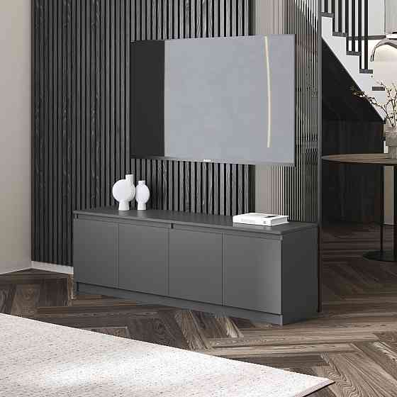 Тумба под телевизор VAYS в гостиную, современная с полками, без ручек R-31 Антрацит Львов