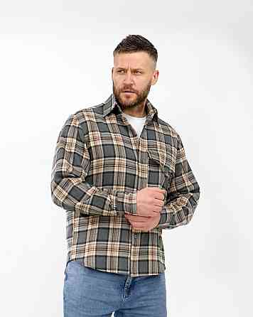 Чоловіча повсякденна картата сорочка турецький котон фланель Графіт, 48 Одеса