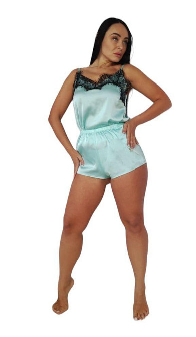 Піжама жіноча шовкова Блакитний майка і шорти 54 Харків - фото 1