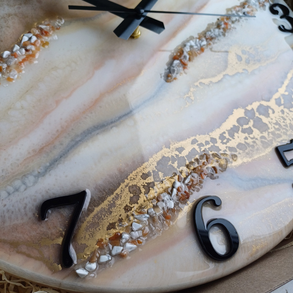 Годинник настінний 40 см з епоксидної смоли ручної роботи Дніпро - фото 3