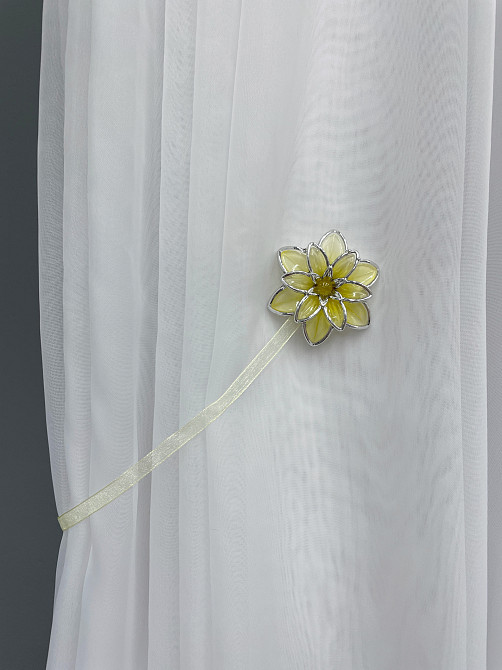 Магніти для штор і гардин Нарцис набір 2 шт Жовтий з сріблястим (81-155) Київ - фото 2