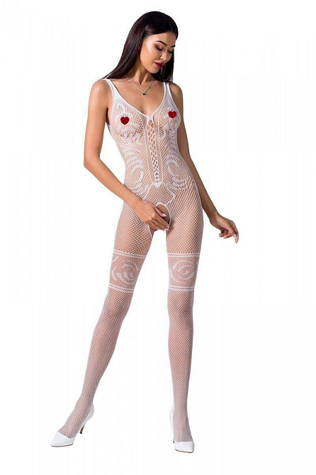 Бодістокінг Passion BS069 white, комбінезон, імітація панчох і боді Sex Aura Київ - фото 1