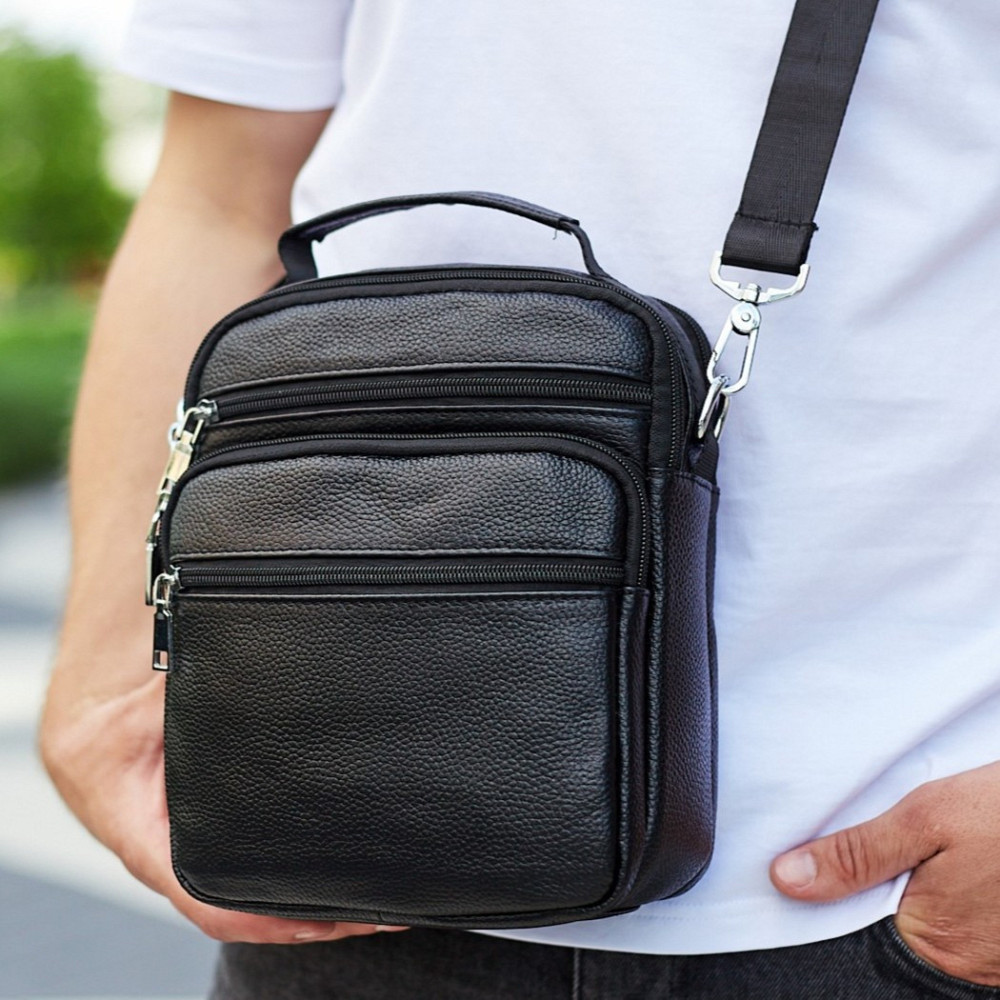 Мужская черная кожаная сумка-барсетка 22х24х8, мессенджер Bexhill A25-228C черный Киев - изображение 1