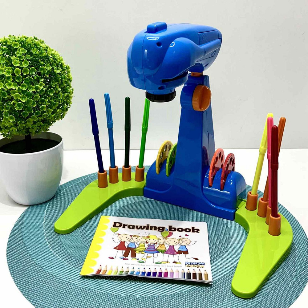 Проектор для малювання 32 слайда фломастери 12 шт Блокнот Синій (AK 0002 AB) Чернигов - изображение 1