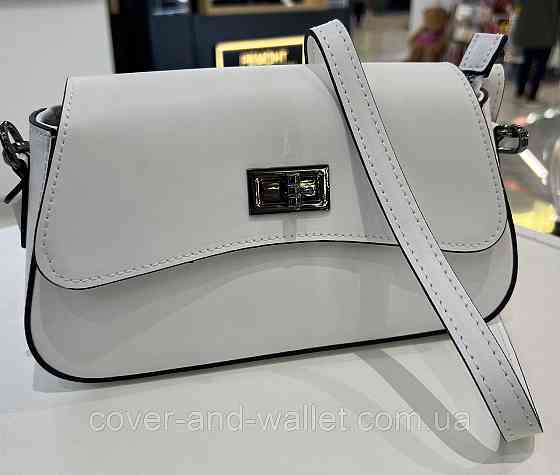 Вишукана жіноча сумочка з італійської гладкої шкіри білого кольору Virginia Conti Київ