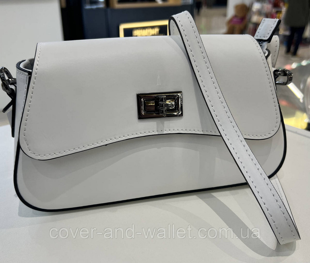 Вишукана жіноча сумочка з італійської гладкої шкіри білого кольору Virginia Conti Київ - фото 4