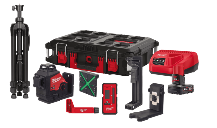 Нівелір лазерний 3D акумуляторний MILWAUKEE, M12 3PLKIT-401P (+зар. прист.,1акум.Х4Аг, кейс PACKOUT) Одеса - фото 2