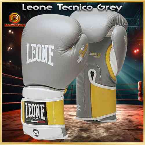 Боксерские перчатки Leone Tecnico Grey 10 унций натуральная кожа, пенно-гелевый наполнитель, анатомические Киев