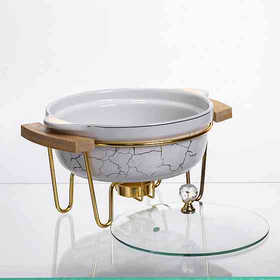 Круглый фарфоровый мармит с подогревом 