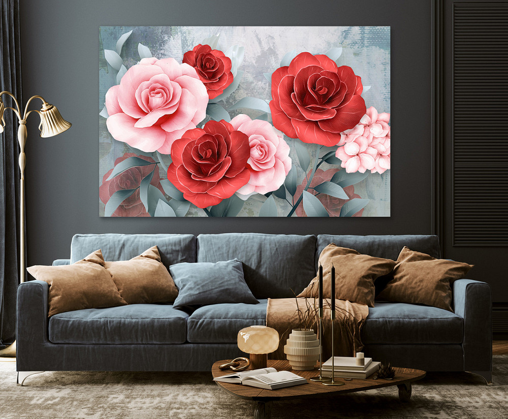 Картина полотно у вітальню / спальню      Троянди     MLP_251 ( 60х30см ) 60x100 см Київ - фото 3