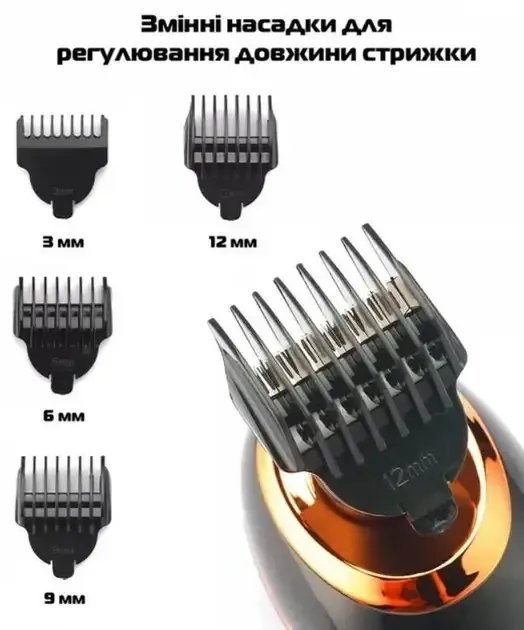 Триммер для бороды 5 в 1 VGR V-316 с насадками, USB зарядкой, LCD дисплеем и водозащитой IPX5 Одесса - изображение 5