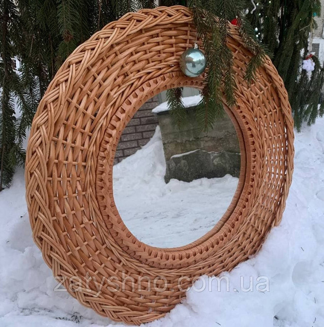 Дзеркало плетене кругле з лози Київ - фото 5