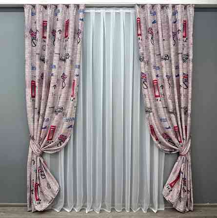 Комплект готових штор VR-Textil Фотоштори Лондон № 913ш Різнобарвний 150х270 см 2 шт (30-038) Київ