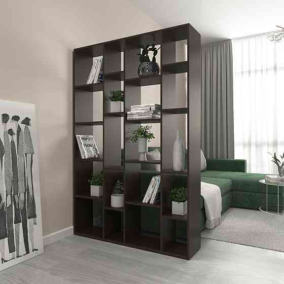 Стеллаж VAYS D-2 Венге Темный, книжная полка с 20 ячейками, этажерка из ЛДСП для дома, игрушек и декора, 117×30×178 см Львов