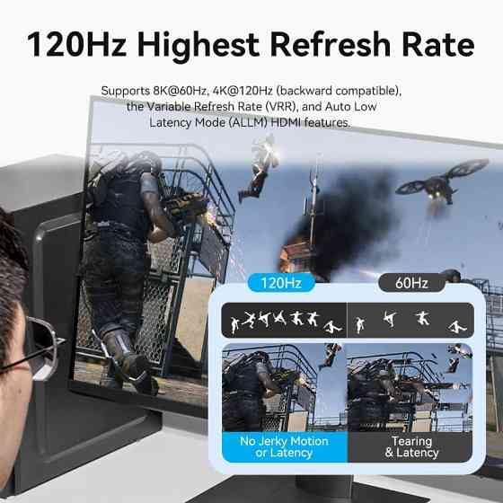 Сплітер HDMI 2.1 UHD 8K 60Hz 3D, HDCP HDR Dolby 7.1 перемикач двонаправлений 2 in 1 out  Vention Вінниця