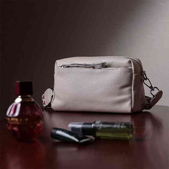 Цікава жіноча шкіряна сумка із стильним бігунком Vintage 22653 Біла Київ