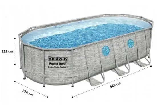 Семейный овальный каркасный бассейн Bestway 56716 549х274х122 см с фильтром и лестницей на 13420 л Коломия