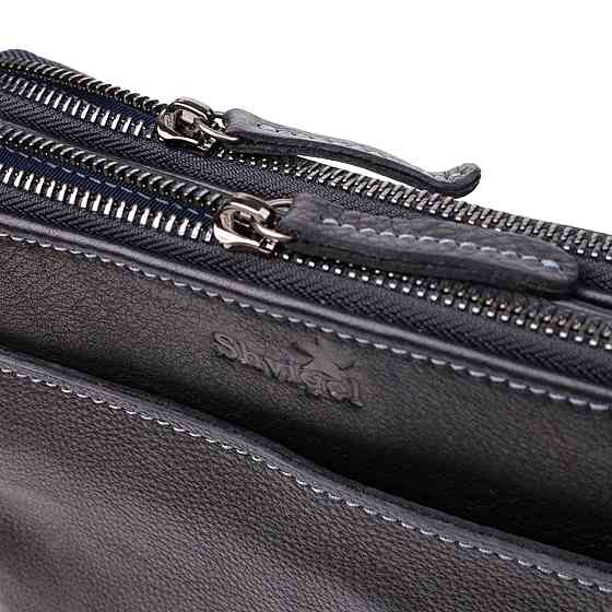 Стильна чоловіча сумка через плече з дрібнозернистої шкіри Shvigel 20869_1 Чорний Київ