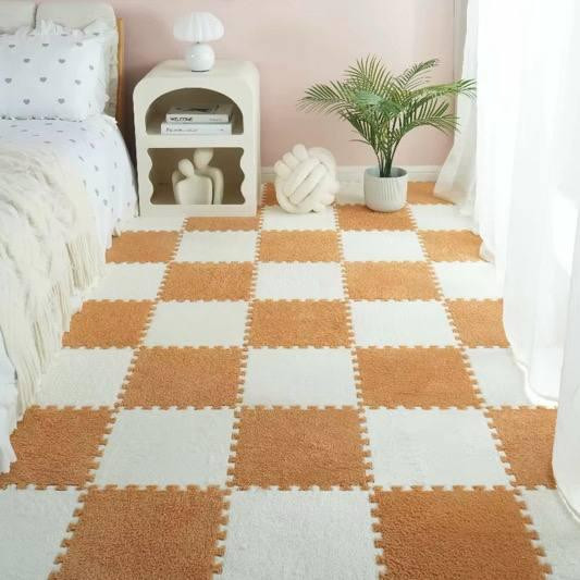 Пол-пазл плюшевый 60x150см, 10 пазлов, теплый пол, детский мат, термоковрик для дома, цвет бежевый Каменец-Подольский - изображение 1