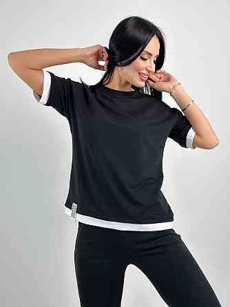 Літній трикотажний костюм-двійка "Summer" оптом | Норма і батал | Розпродаж моделі Чорний, 46-48 Київ