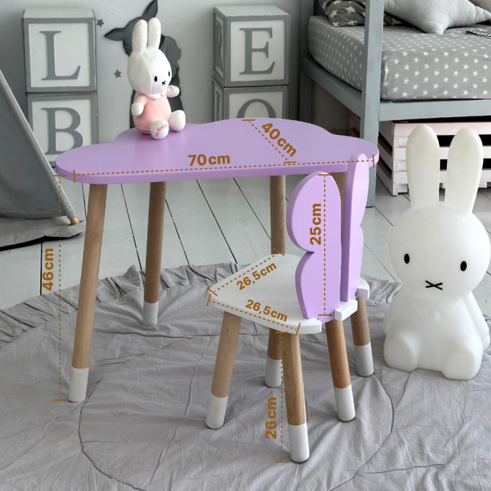 Дитячий стільчик метелик 26.5х26х25см, стілець у дитячу кімнату до 7 років, білий з фіолетовим Київ - фото 3