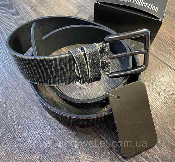 Модный мужской кожаный ремень из винтажной кожи коричневого цвета 35мм PS Leather Киев