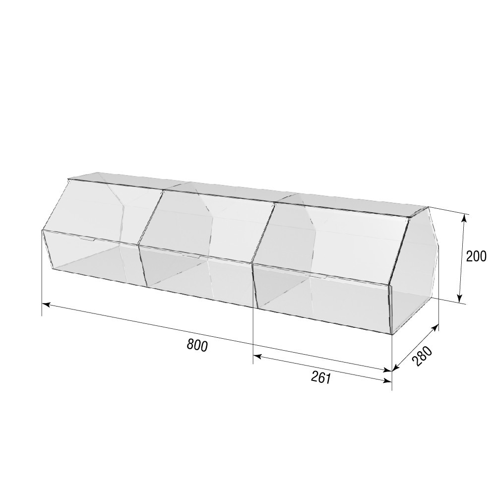 Диспенсер EKOSTAR 800х280х200мм для мармеладів, снеків, горіхів 3 комірки Київ - фото 3