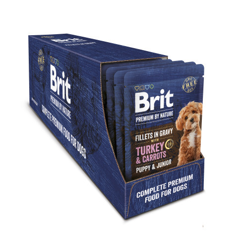 Корм вологий Brit Premium Fillets in Gravy Turkey & Carrots Puppy для цуценят малих порід філе в соусі індичка і морква 85 г Київ - фото 4