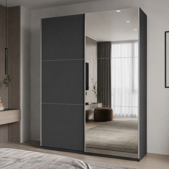 Шафа купе Doros G-Caiser Антрацит/Антрацит 1 ДСП / 1 дзеркало / 3 частини 160х60х240 (42005411) (DRS-012244) Львів