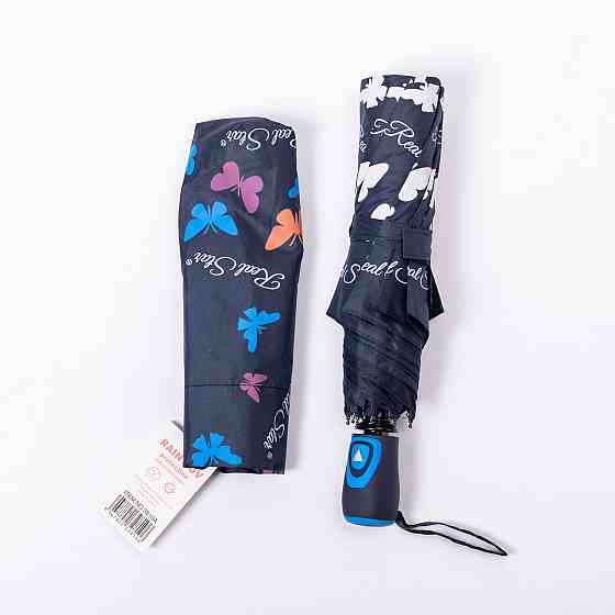 Парасолька напівавтомат з принтом міцна з поліестеру діаметр 97 см Синій HP-23-2BL Коломыя