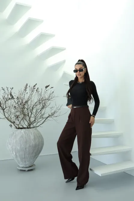 Жіночі брюки палаццо з високою талією, класичні широкі брюки Одеса - фото 15