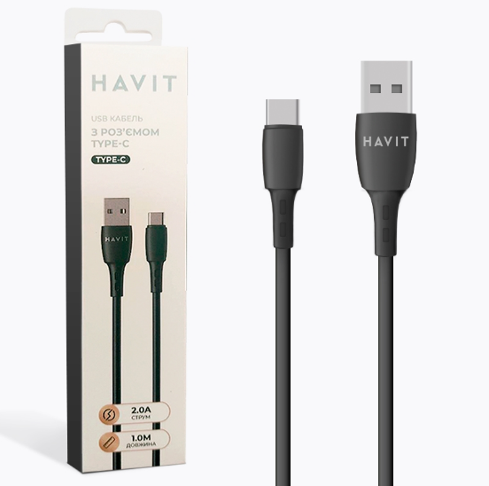 Кабель USB Type-C Havit HV-CB620C 2,0A 1м чорний Житомир