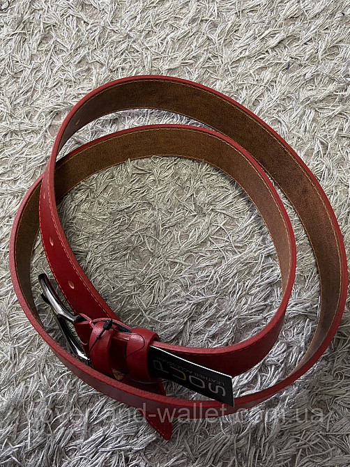 Красный широкий женский ремень из натуральной кожи 35 мм PS Leather Киев - изображение 6