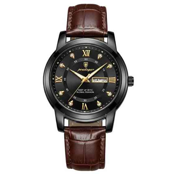 Годинник чоловічий наручний Poedagar Unique Men Black Leather (2 ремінці) Київ