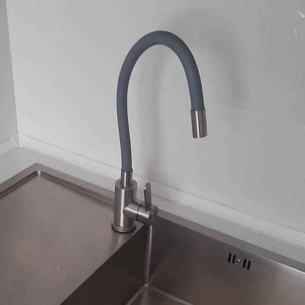 Смеситель для кухни MIXXUS SUS-011 REFLECTOR GRAY, с силиконовым гусаком, с нерж. стали, серый Харьков - изображение 3