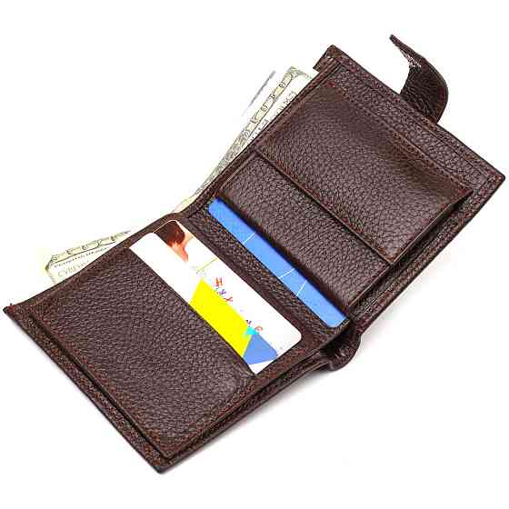 Универсальный мужской бумажник из натуральной зернистой кожи CANPELLINI 21744 Коричневый Киев