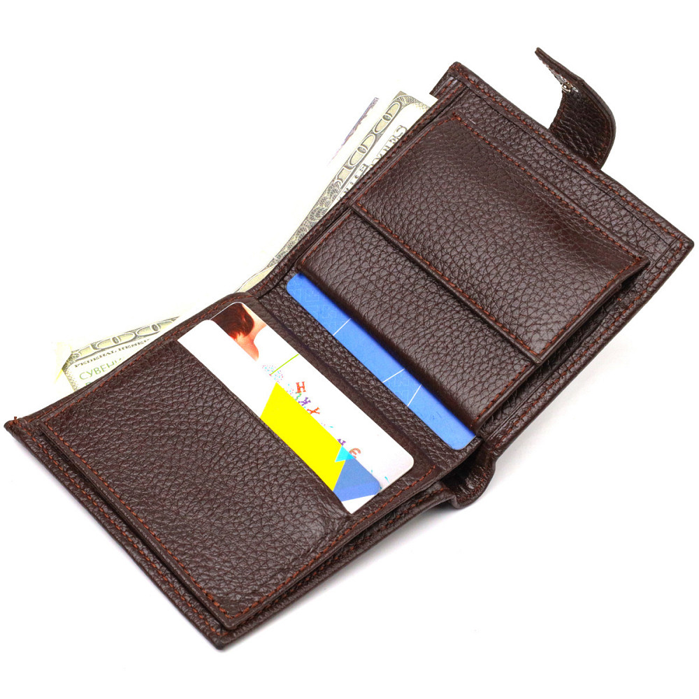 Универсальный мужской бумажник из натуральной зернистой кожи CANPELLINI 21744 Коричневый Киев - изображение 6