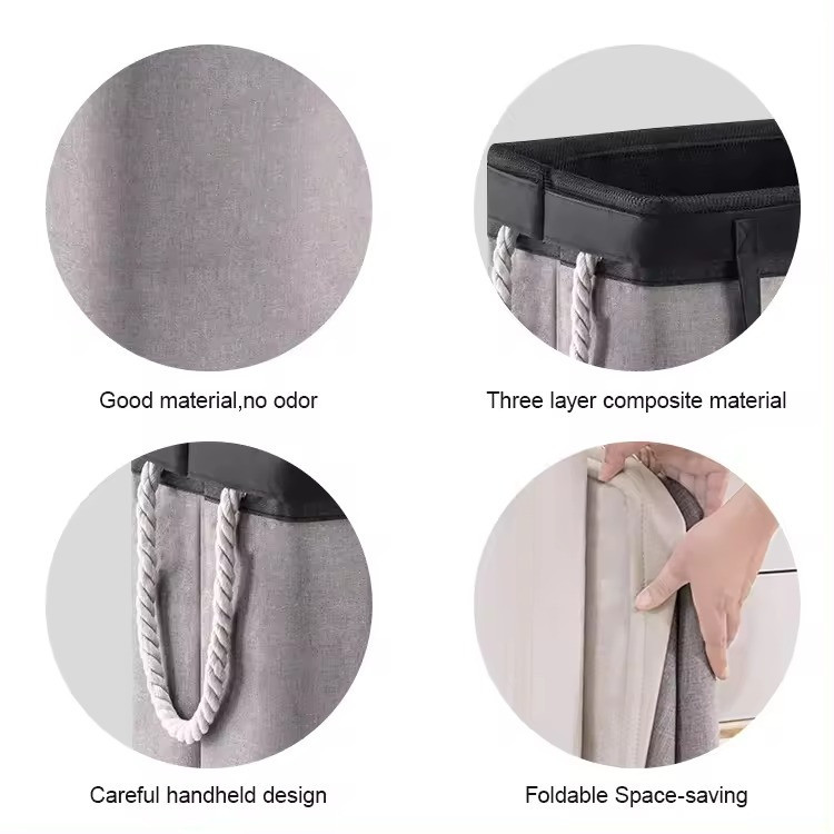 Контейнер складаний для білизни, зі знімним мішком-сіткою, з ручками, сірий Кам'янець-Подільський - фото 5