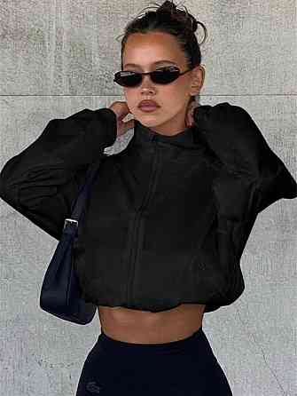 Жіноча базова оверсайз вітровка на блискавці канадійська плащівка Чорний Одеса