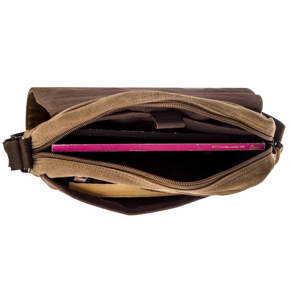 Текстильна сумка для ноутбука 13 дюймів через плече Vintage 20190 Коричнева Київ - фото 2