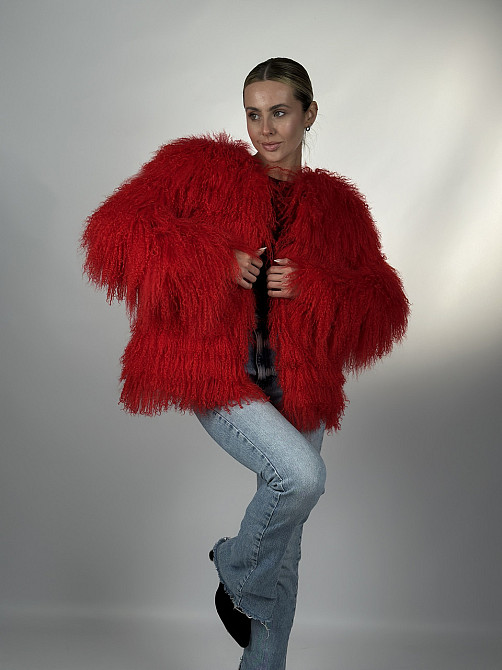 Шуба жіноча з лами Червоний 46/48 Харків - фото 1