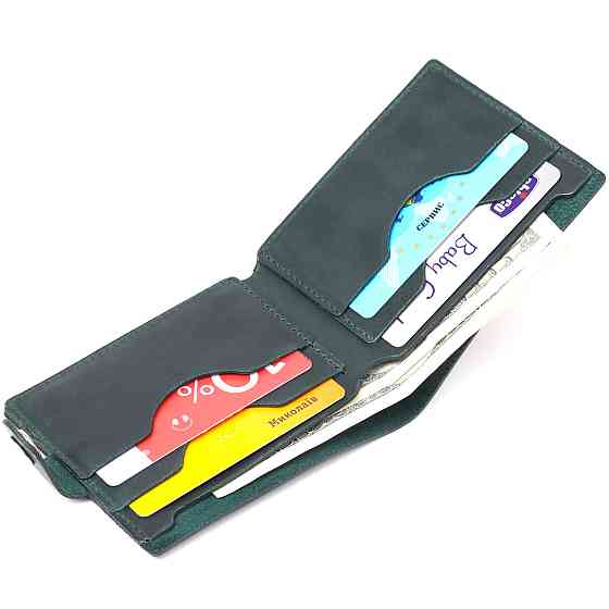 Модное винтажное портмоне Shvigel 16498 Зеленый Киев