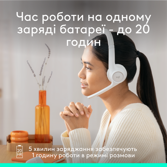 Гарнітура Logitech Zone 300 Wireless Headset BT White (981-001417) (6996323) Київ