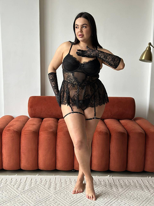 Жіноча еротична нижня білизна великих розмірів з гартерами чорна PLUS SIZE мереживна з кісточками 3XL Одеса - фото 7