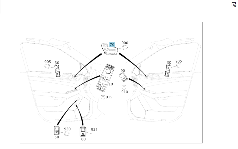 Mercedes-Benz  A2929051201 Блок кнопок налаштування сидіння переднього правого пасажира на двері GLE Coupe C292 Одесса - изображение 2