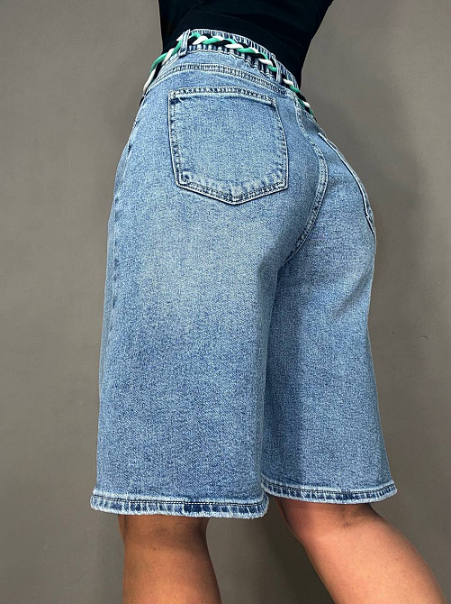 Шорты женские джинсовые Moss 787 бермуды с резинкой на поясе большие размеры голубые, голубой, З4, 34, 98 см, 123 см Киев - изображение 5